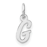 14k White Gold Initial G Pendant Charm, Polished Script Letter Design