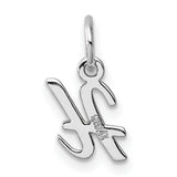 14k White Gold Script Letter H Pendant, Polished Cursive Initial Charm for Women