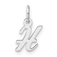 14k White Gold Script Letter H Pendant, Polished Cursive Initial Charm for Women
