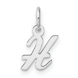 14k White Gold Script Letter H Pendant, Polished Cursive Initial Charm for Women