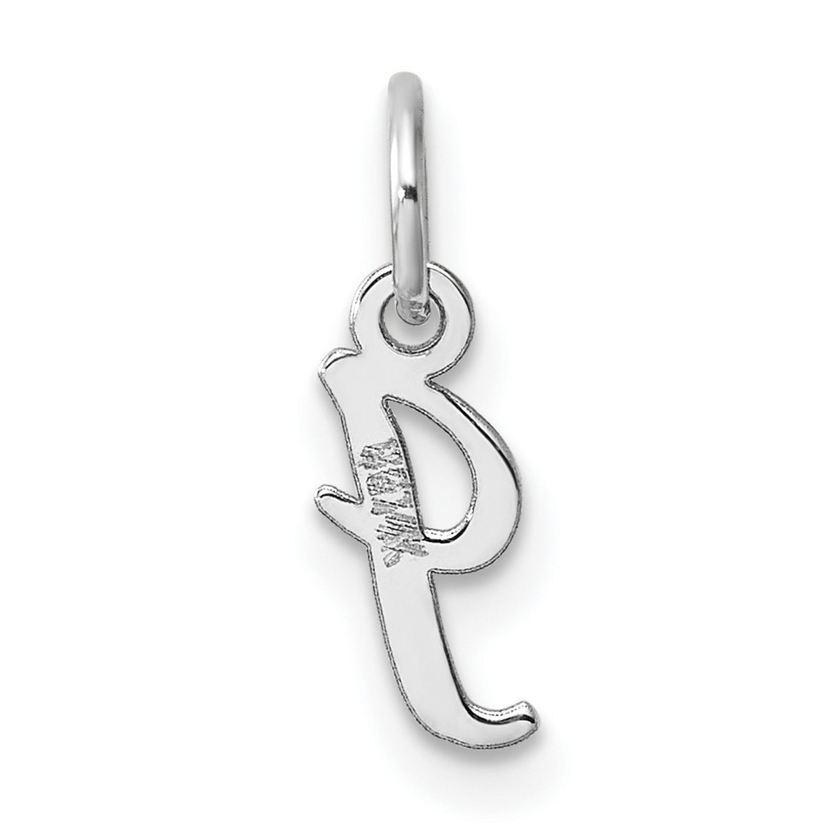 14k White Gold Script J Initial Pendant, Polished Alphabet Letter Charm for Women
