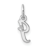 14k White Gold Script J Initial Pendant, Polished Alphabet Letter Charm for Women