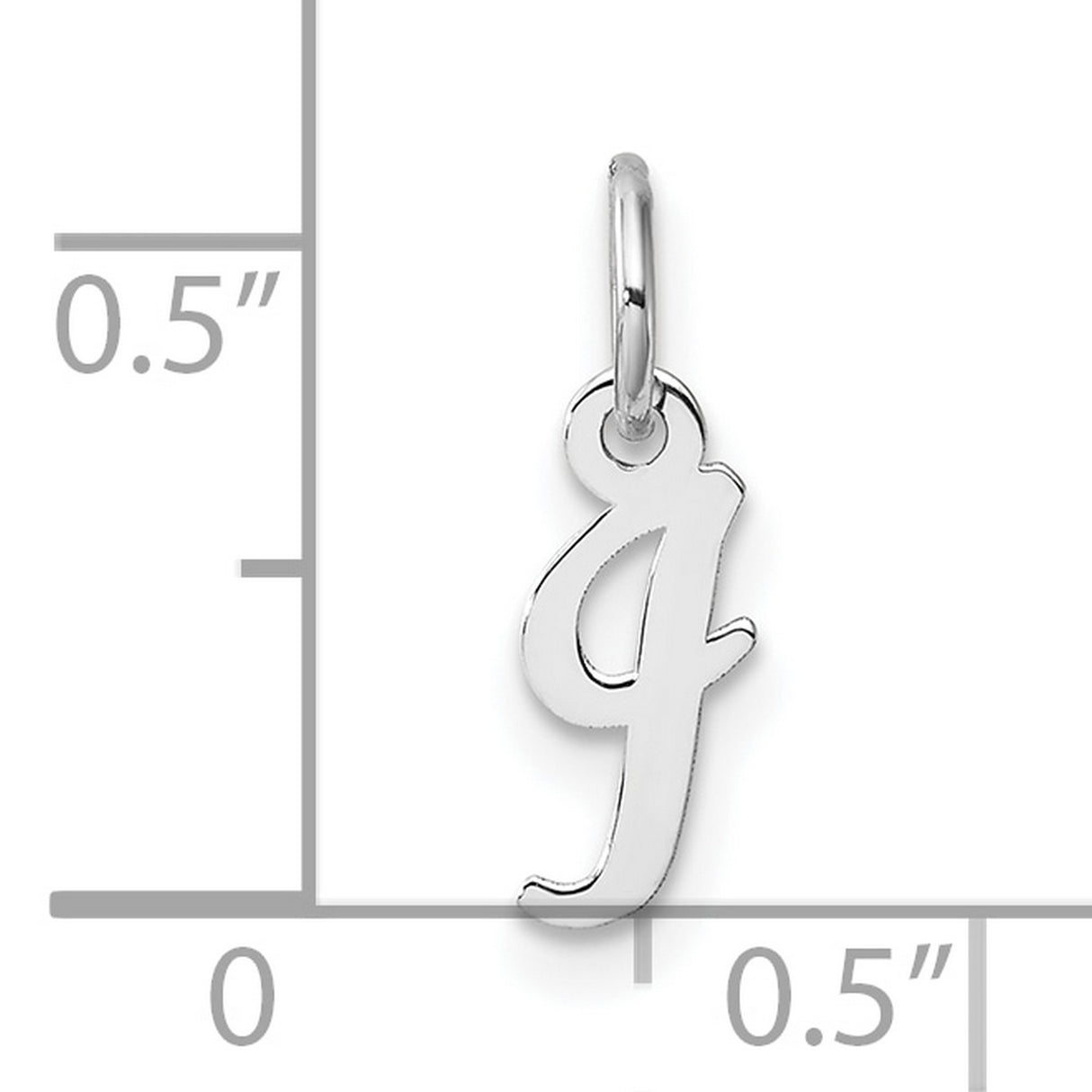 14k White Gold Script J Initial Pendant, Polished Alphabet Letter Charm for Women