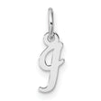 14k White Gold Script J Initial Pendant, Polished Alphabet Letter Charm for Women