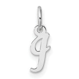 14k White Gold Script J Initial Pendant, Polished Alphabet Letter Charm for Women
