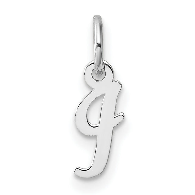 14k White Gold Script J Initial Pendant, Polished Alphabet Letter Charm for Women