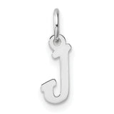 14k White Gold J Pendant Charm, Script Initial Letter Jewelry for Women