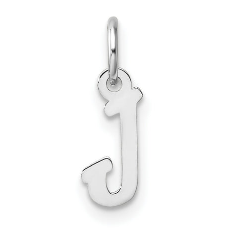14k White Gold J Pendant Charm, Script Initial Letter Jewelry for Women