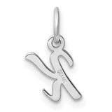 14k White Gold Script Letter K Pendant Charm, Polished Cursive Initial Jewelry for Women
