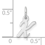 14k White Gold Script Letter K Pendant Charm, Polished Cursive Initial Jewelry for Women