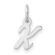 14k White Gold Script Letter K Pendant Charm, Polished Cursive Initial Jewelry for Women