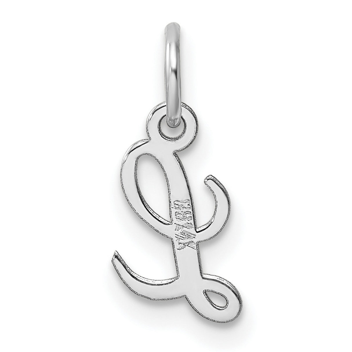 14k White Gold Initial Pendant Charm with Polished Script Letter L Design for Women