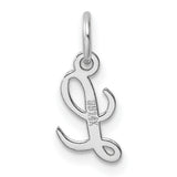 14k White Gold Initial Pendant Charm with Polished Script Letter L Design for Women