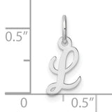 14k White Gold Initial Pendant Charm with Polished Script Letter L Design for Women