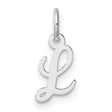 14k White Gold Initial Pendant Charm with Polished Script Letter L Design for Women