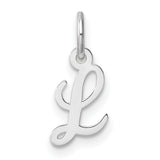 14k White Gold Initial Pendant Charm with Polished Script Letter L Design for Women