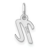 14k White Gold Lowercase Letter N Pendant, Script Initial Charm for Women