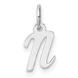 14k White Gold Lowercase Letter N Pendant, Script Initial Charm for Women