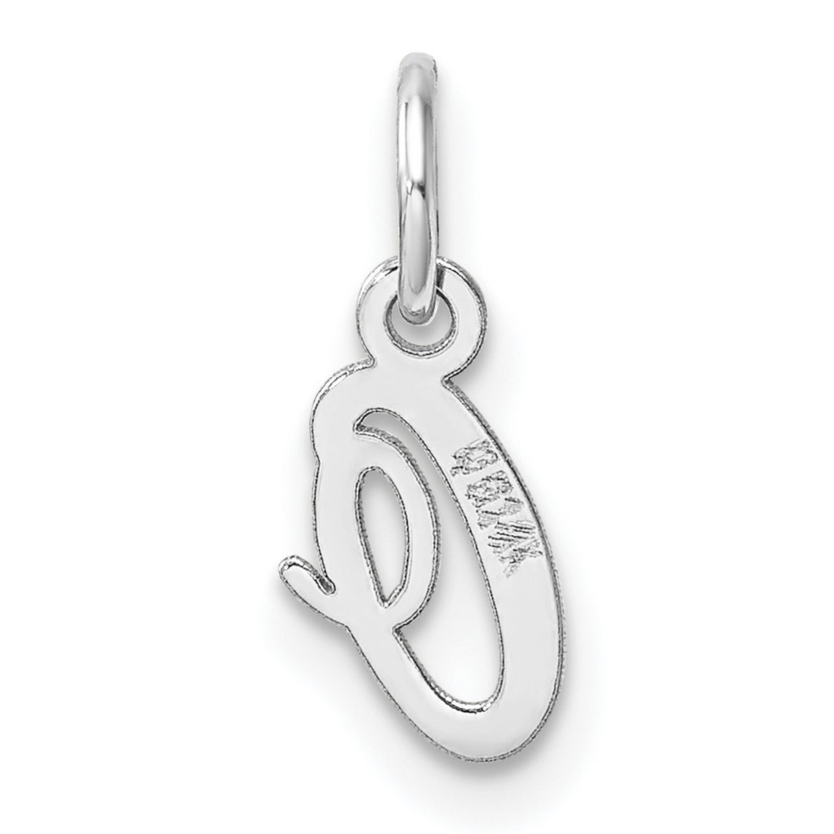 14k White Gold Script Letter Q Pendant, Cursive Monogram Charm for Women