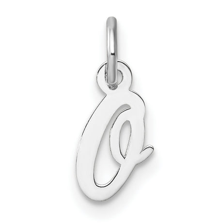 14k White Gold Script Letter Q Pendant, Cursive Monogram Charm for Women