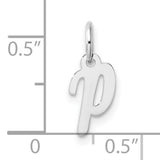 14k White Gold Letter P Pendant, Script Initial Charm for Necklace or Bracelet