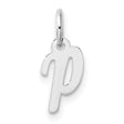 14k White Gold Letter P Pendant, Script Initial Charm for Necklace or Bracelet