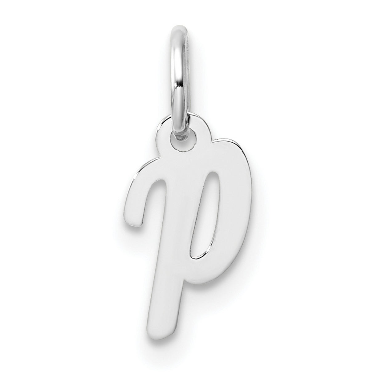 14k White Gold Letter P Pendant, Script Initial Charm for Necklace or Bracelet