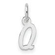 Small Script Letter Q Initial Charm Pendant in Real 14k White Gold