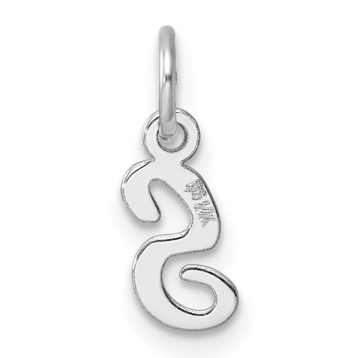 14k White Gold Initial Pendant Charm, Script Letter S Design for Women or Unisex Wear