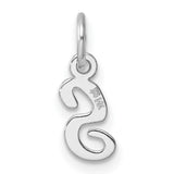 14k White Gold Initial Pendant Charm, Script Letter S Design for Women or Unisex Wear