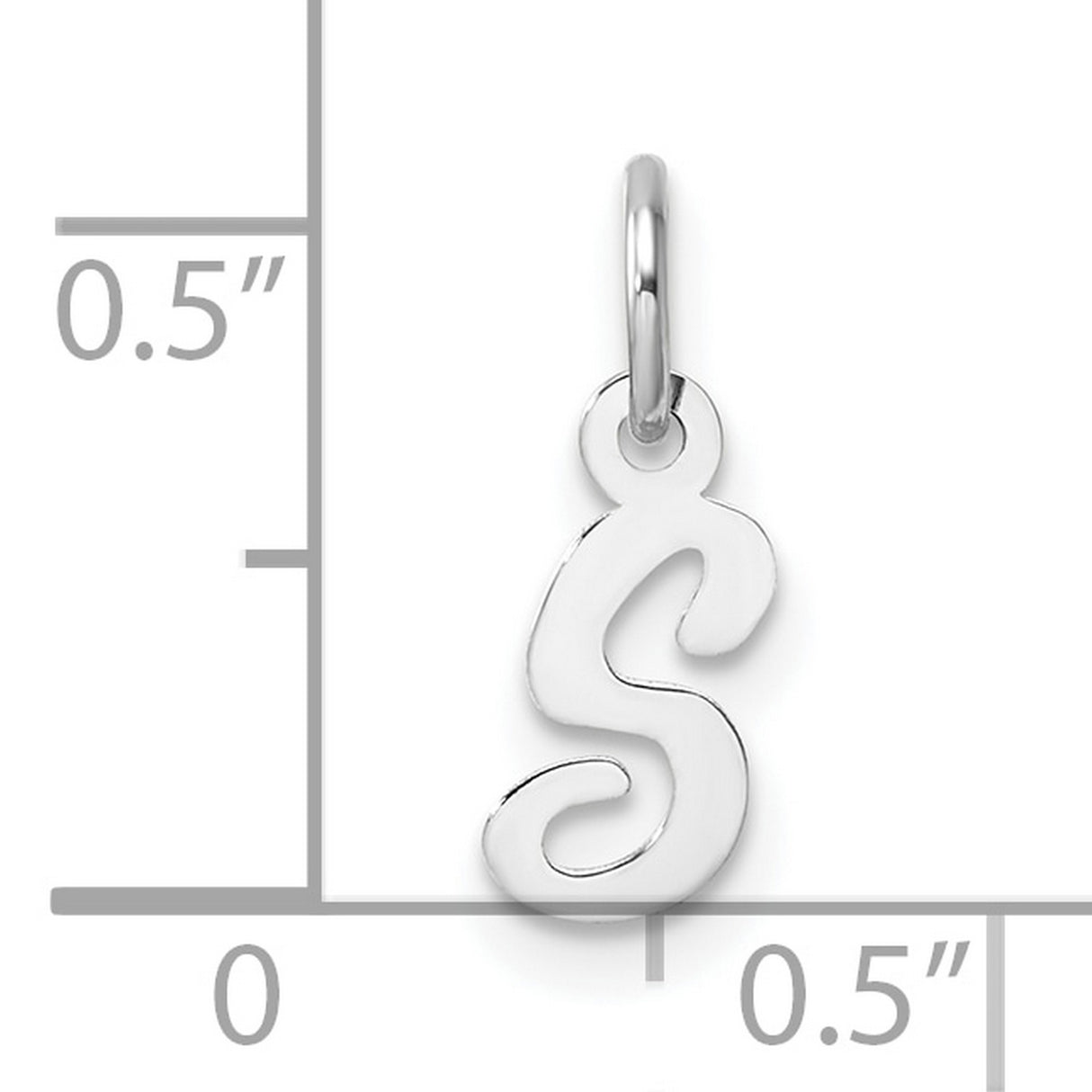 14k White Gold Initial Pendant Charm, Script Letter S Design for Women or Unisex Wear