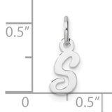 14k White Gold Initial Pendant Charm, Script Letter S Design for Women or Unisex Wear