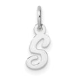 14k White Gold Initial Pendant Charm, Script Letter S Design for Women or Unisex Wear
