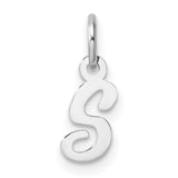 14k White Gold Initial Pendant Charm, Script Letter S Design for Women or Unisex Wear