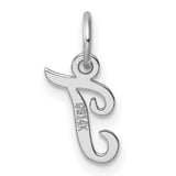 14k White Gold Script J Pendant, Cursive Letter Charm for Women