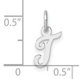 14k White Gold Script J Pendant, Cursive Letter Charm for Women