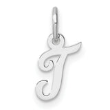 14k White Gold Script J Pendant, Cursive Letter Charm for Women