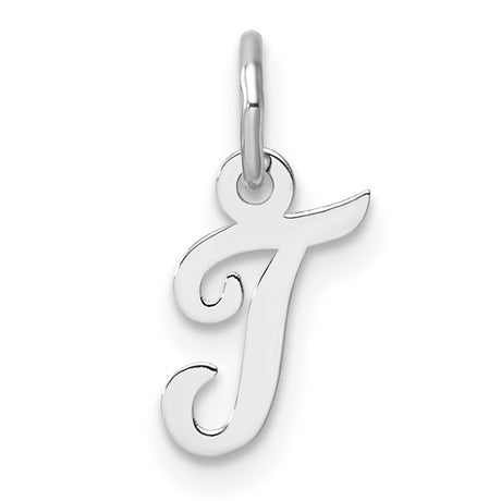 14k White Gold Script J Pendant, Cursive Letter Charm for Women