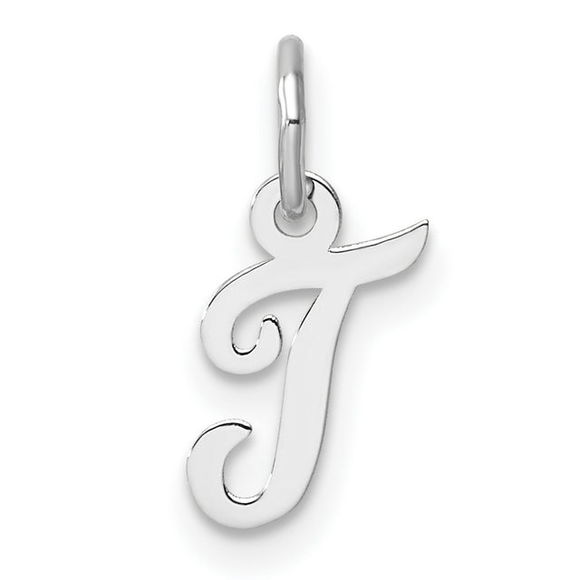 14k White Gold Script J Pendant, Cursive Letter Charm for Women