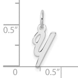 14k White Gold Letter Y Pendant, Polished Script Initial Charm for Women