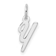 14k White Gold Letter Y Pendant, Polished Script Initial Charm for Women