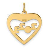 Polished CLAOF 2023 Cut Out Heart Charm Pendant in Real 14k Yellow Gold