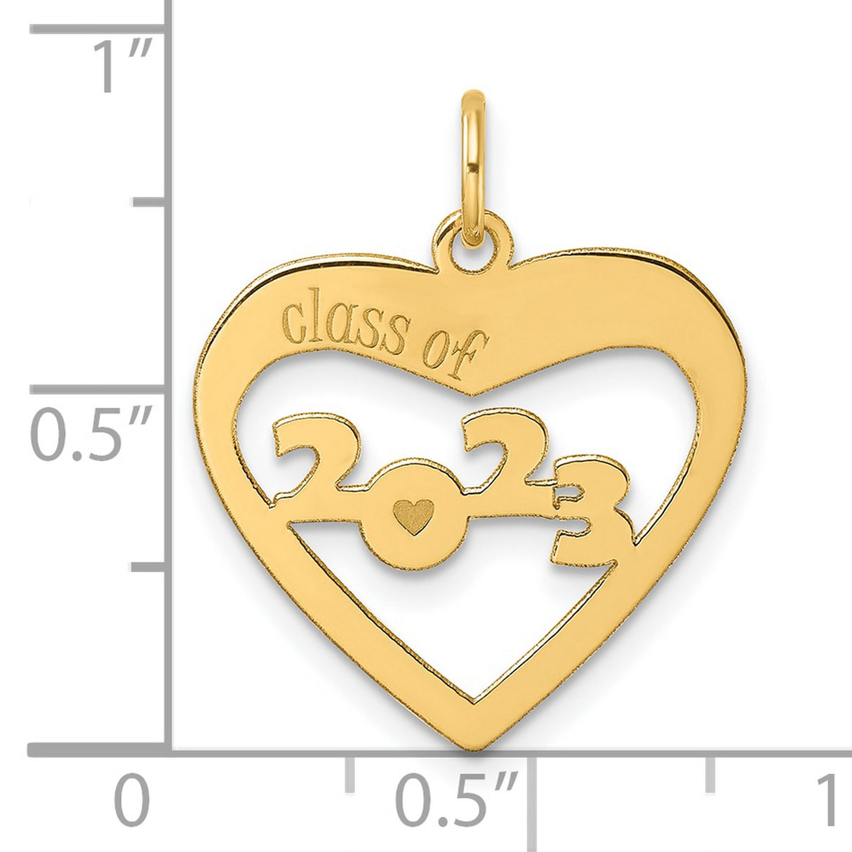 Polished CLAOF 2023 Cut Out Heart Charm Pendant in Real 14k Yellow Gold
