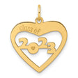 Polished CLAOF 2023 Cut Out Heart Charm Pendant in Real 14k Yellow Gold
