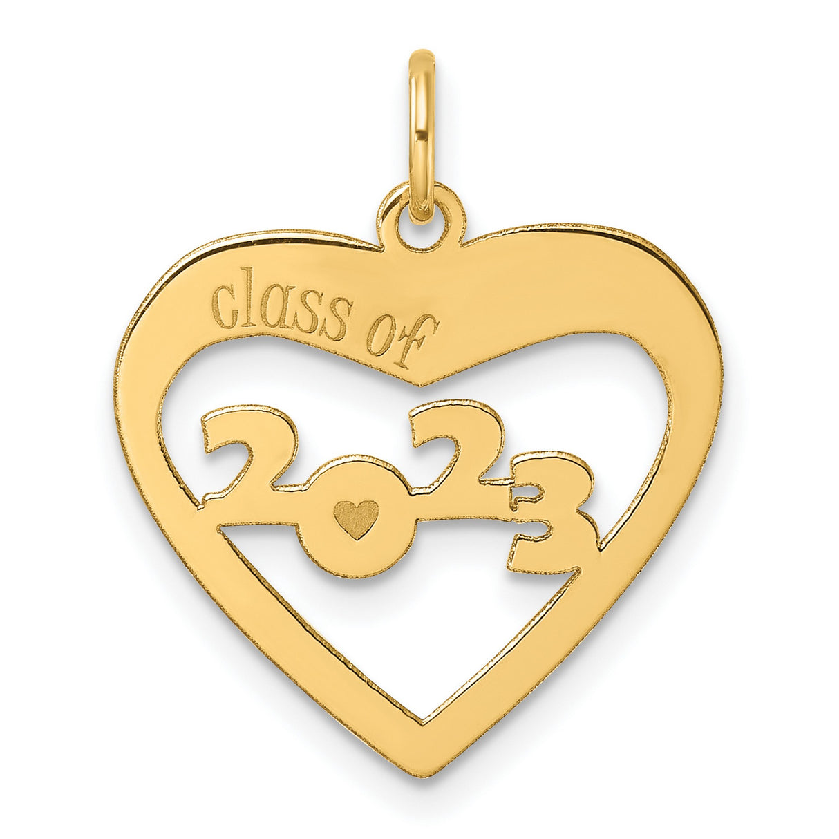 Polished CLAOF 2023 Cut Out Heart Charm Pendant in Real 14k Yellow Gold