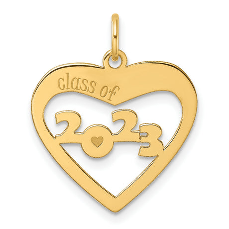 Polished CLAOF 2023 Cut Out Heart Charm Pendant in Real 14k Yellow Gold