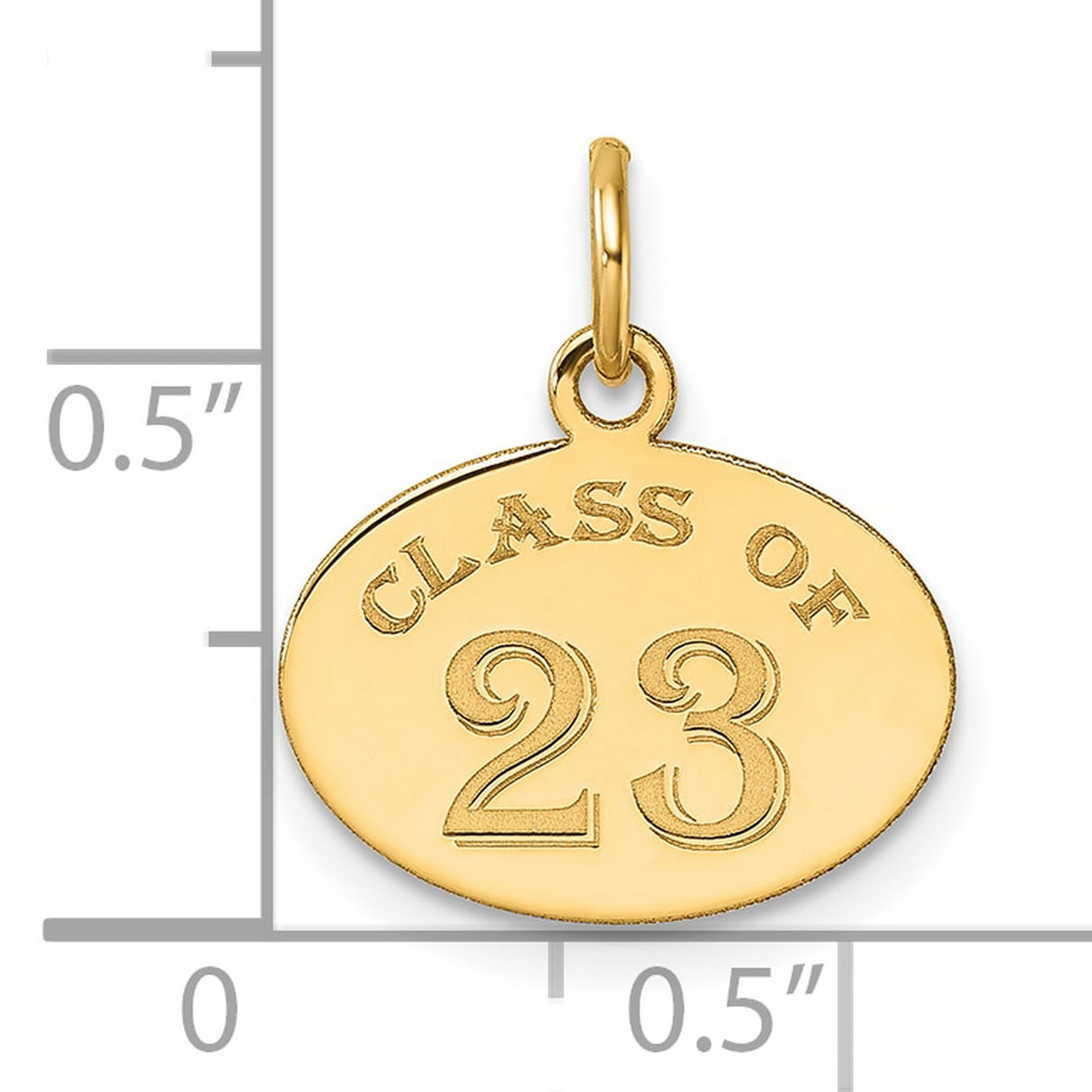 Polished Oval CLAOF 2023 Charm Pendant in Real 14k Yellow Gold