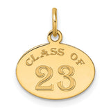 Polished Oval CLAOF 2023 Charm Pendant in Real 14k Yellow Gold