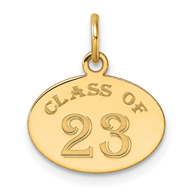 Polished Oval CLAOF 2023 Charm Pendant in Real 14k Yellow Gold