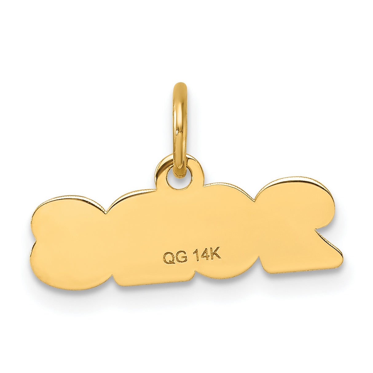 Polished and Satin Horizontal 2023 Charm Pendant in Real 14k Yellow Gold